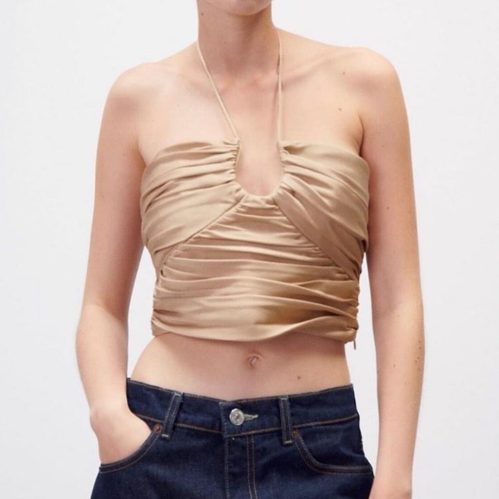 Zara blogger famous satin halter neck top